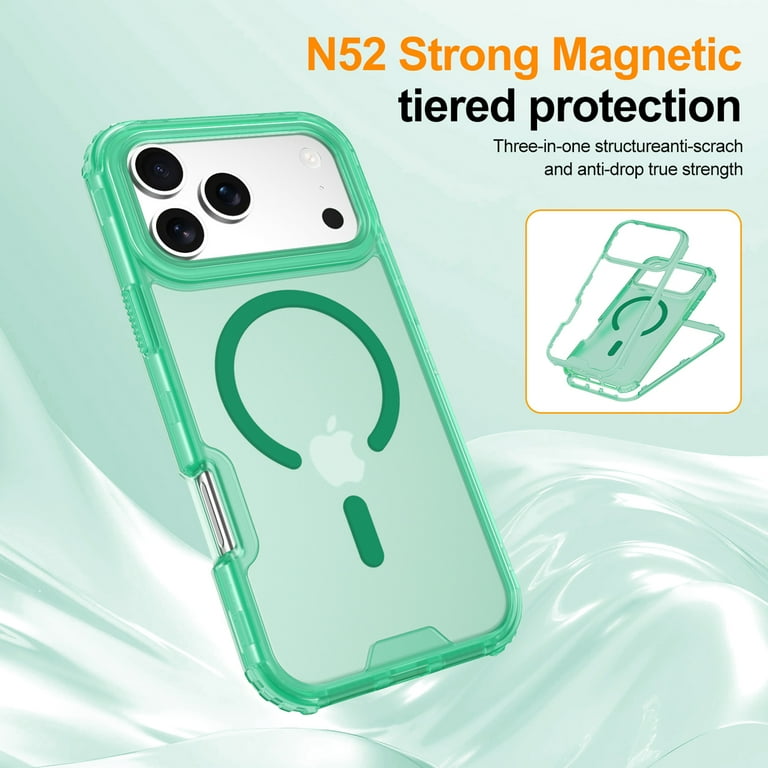 Elehold Rugged Magnetic Case For iPhone 17 Pro, Shockproof Ergonomic Triple-Layer Rugged Matte Magnetic Slim Case Cover ,Mint, Green Elehold Rugged Magnetic Case For iPhone 17 Pro, Shockproof Ergonomic Triple-Layer Rugged Matte Magnetic Slim Case Cover ,Mint, Green