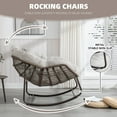 thumbnail image 3 of MOONMISS Rattan Rocking Chair, Indoor & Outdoor Comfy Rocker Chair with Thick Cushion, Modern Lounge Chair for Balcony, Porch, Garden, Backyard, Deck, Beige, 3 of 6