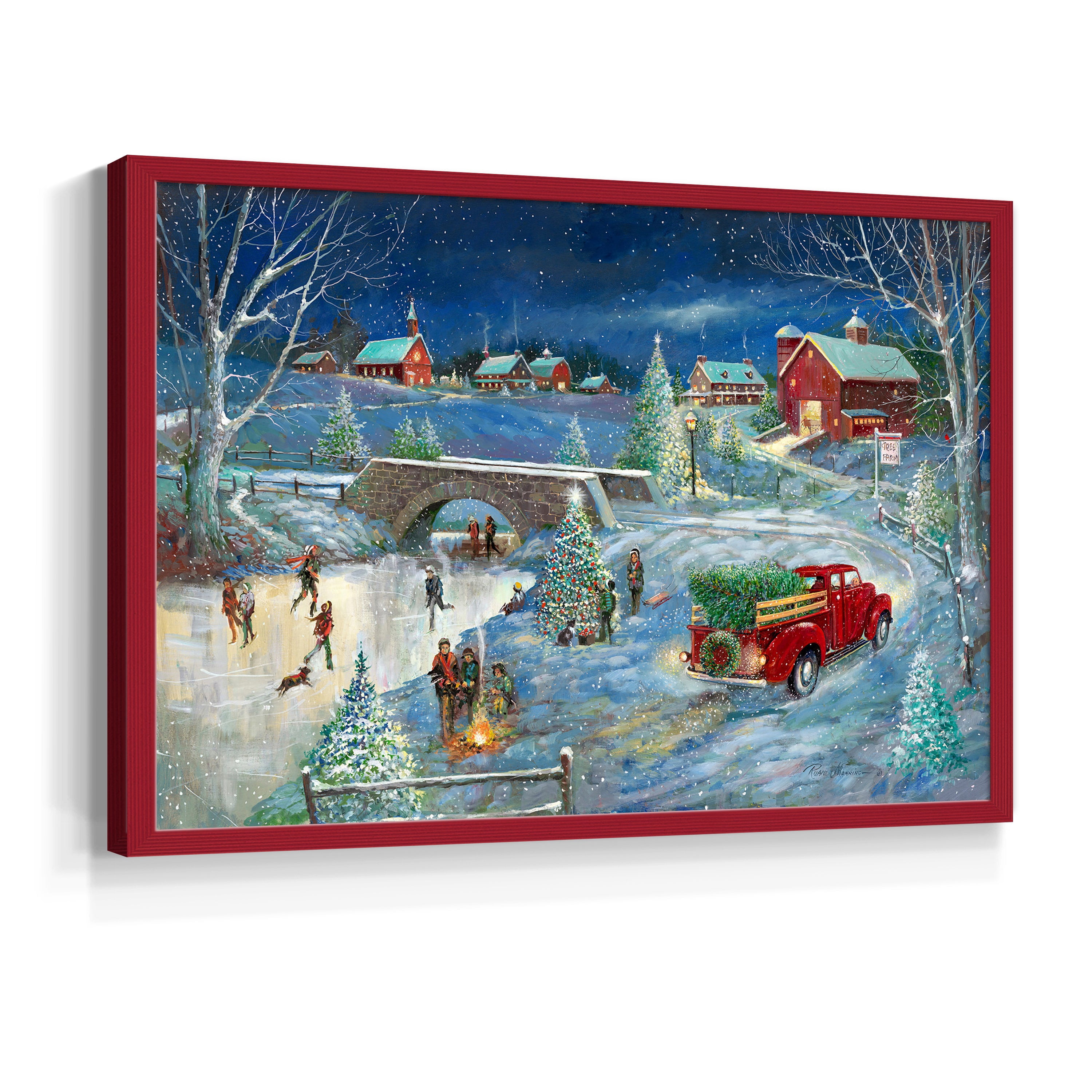 Warm Holiday Memories by Ruane Manning - Restickable Framed Giclée Print with Real Wood Frame