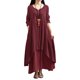 thumbnail image 1 of Vestido largo flojo ocasional de las nuevas mujeres de la manera Vestido largo sólido de Boho de la Abanopi borgoña/XL, 1 of 7