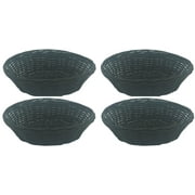 Clipper Oval Small Bread Basket 7" Hand Woven Polypropylene Plastic Set of 4