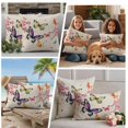 thumbnail image 5 of Flowers Butterfly Outdoor Waterproof Pillow Covers, Vintage Farmhouse Spring Floral Decorative Square Throw Pillowcase Sofa Cushion Sham for Patio/Couch/Chair, 16"x16" 2 Pack, 5 of 8