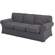 The Heavy Duty Cotton Ektorp 3.5 Seat Width: 98" (Not Regular 3 Seat) Sofa Cover Replacement is Compatible for IKEA Ektorp Three and Half Sofa (Dark Gray)