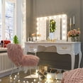 thumbnail image 3 of Keonjinn Hollywood Makeup Mirror Vanity Mirror with Lights, 32"x24" Large Bedroom Makeup Mirror with Lights 15 Replaceable LED Bulbs Dimmable 3 Color Lighting Modes(Silver), 3 of 7