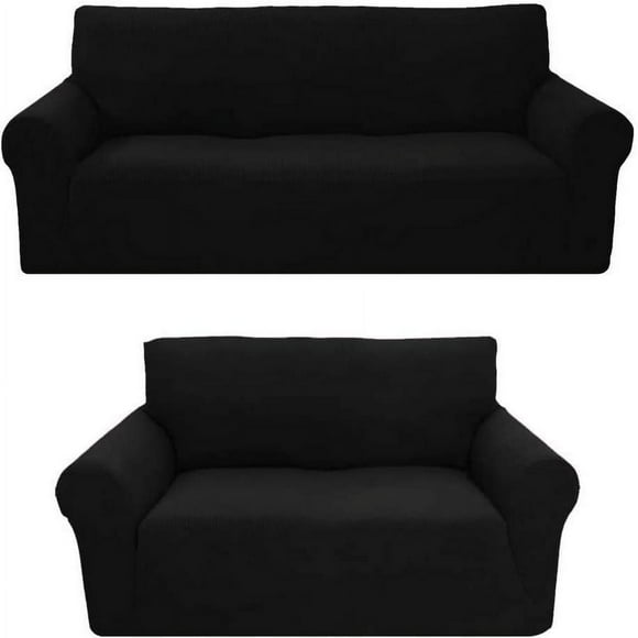 CHOK 2024 2-Piece Brushed Premium SlipCover Set for Sofa Loveseat Couch  Form fit Stretch  Wrinkle Free  Furniture Protector Cover Set for 3/2 Cushions  Polyester Spandex  2pc  Brushed  B