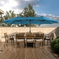 thumbnail image 5 of 15ft Large Patio Umbrella with Solar Lights, Double-Sided Outdoor Market Rectangle Beach Umbrellas with 36 LED Lights, Umbrella Base (Stand) Included, 5 of 8