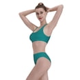 thumbnail image 6 of Picia Teal Women's High Waisted Bikini Scoop Neck Swimsuit Two Pieces Bathing Suit-Large, 6 of 8
