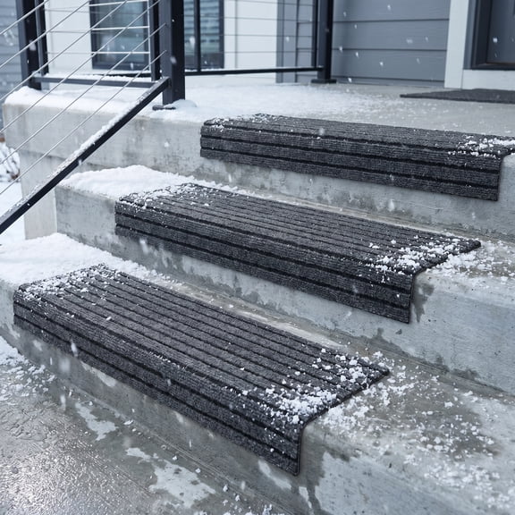 Luxshiny 2Pcs Commercial Grade Non Slip Stair Mats Dark Grey for Outdoor Use