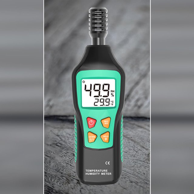 Medidor de humedad de temperatura portátil Fácil de rojo Preciso Alta precisión con retroiluminación para Bodega interior Industria Baoblaze Medidor de temperatura