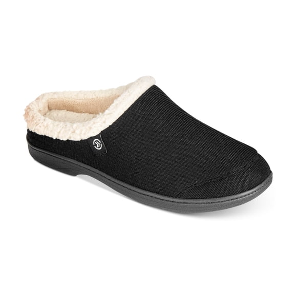 Isotoner Mens Memory Foam Comfort Slippers, Black, M