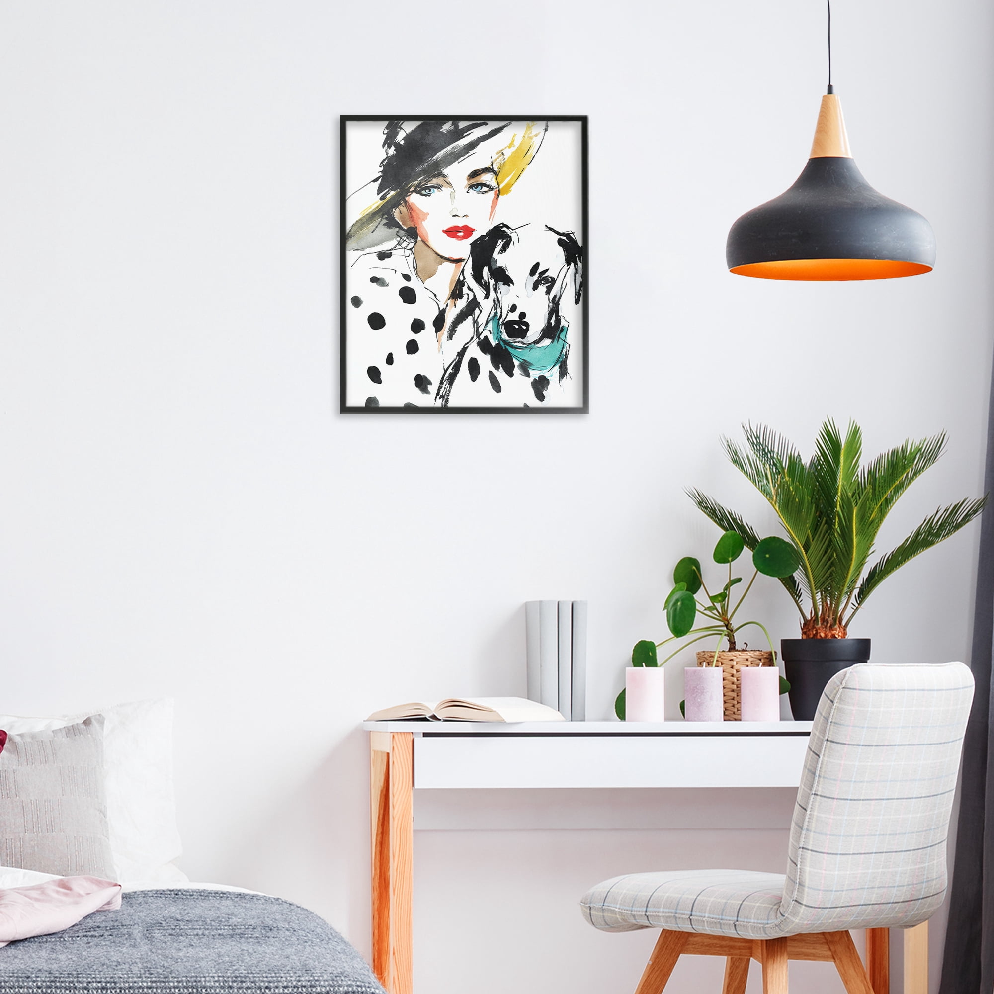 Stupell Industries Trendy Dalmatian Muse Black Framed Giclee Art, design by Svetlana Aleynikova