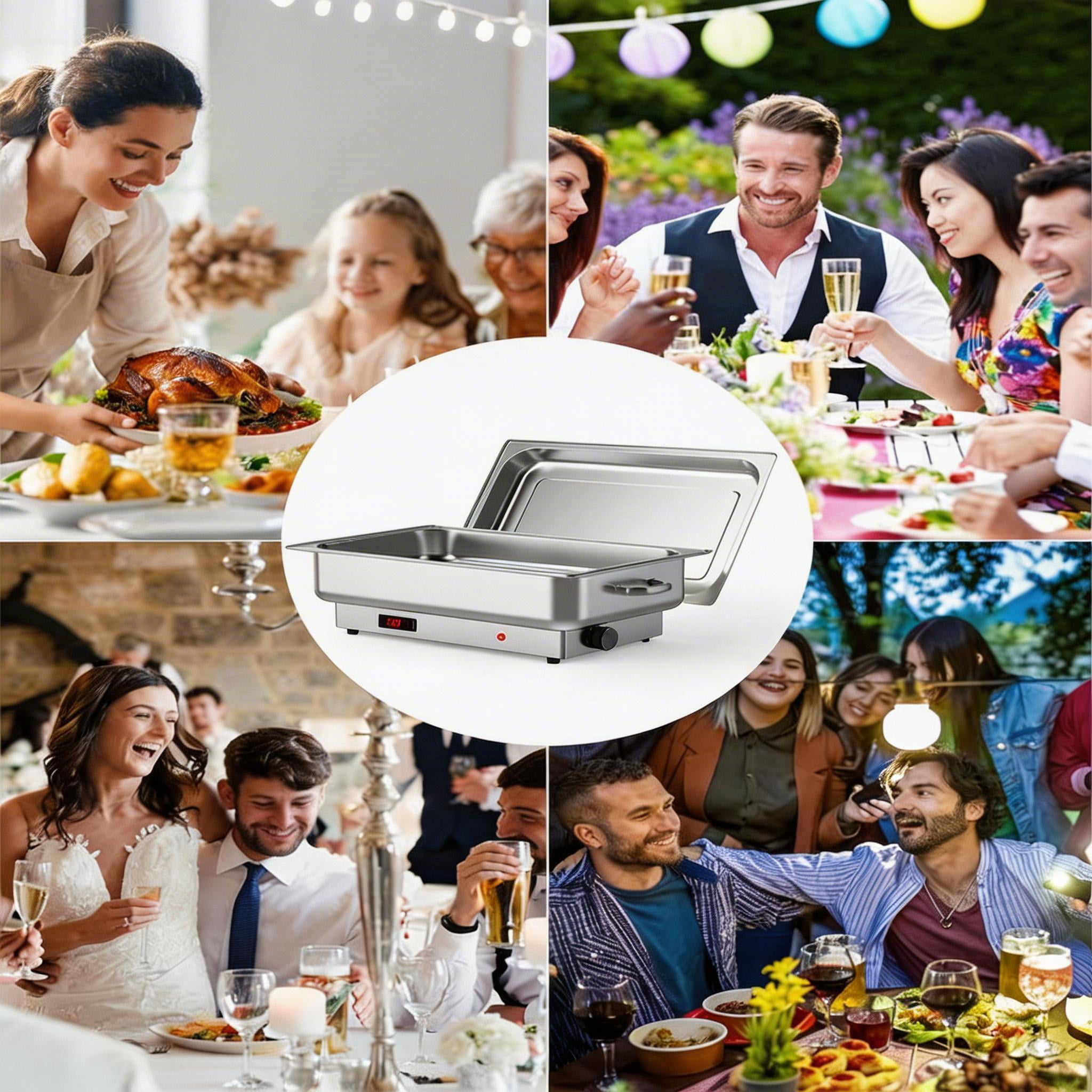 Chafing Dish Buffet Set with Stainless Steel Food Warmers, Serving Trays for Catering, Parties & Weddings, Multi-Section Design, Dishwasher Safe