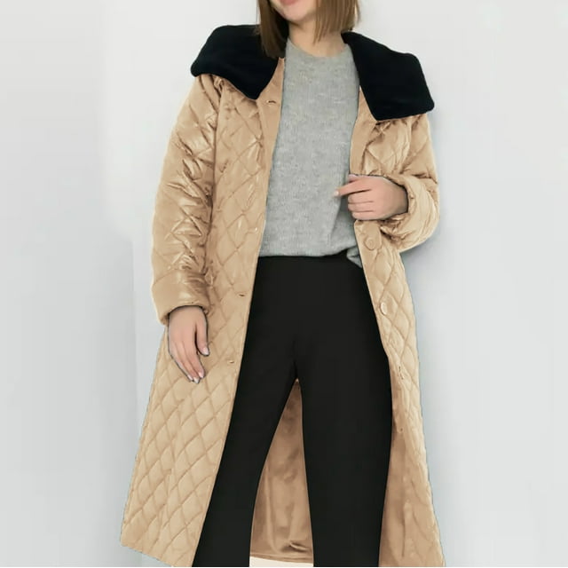 LOVZFMLL Jackets for Womens Winter Clothes Plus Size Warm Hooded Leather Cotton Coat Long Sleeve Jacket