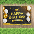 thumbnail image 6 of Glamorous Black Gold Happy Birthday Banner with Crown Balloons and Sparkles Backdrop Party Decoration for Birthday Parties Photography Props and Celebrations, 6 of 8