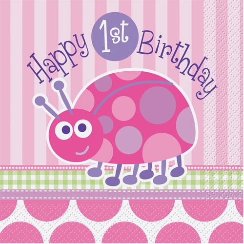 Ladybug 1st Birthday Party Lunch Napkins 16ct Walmart Com