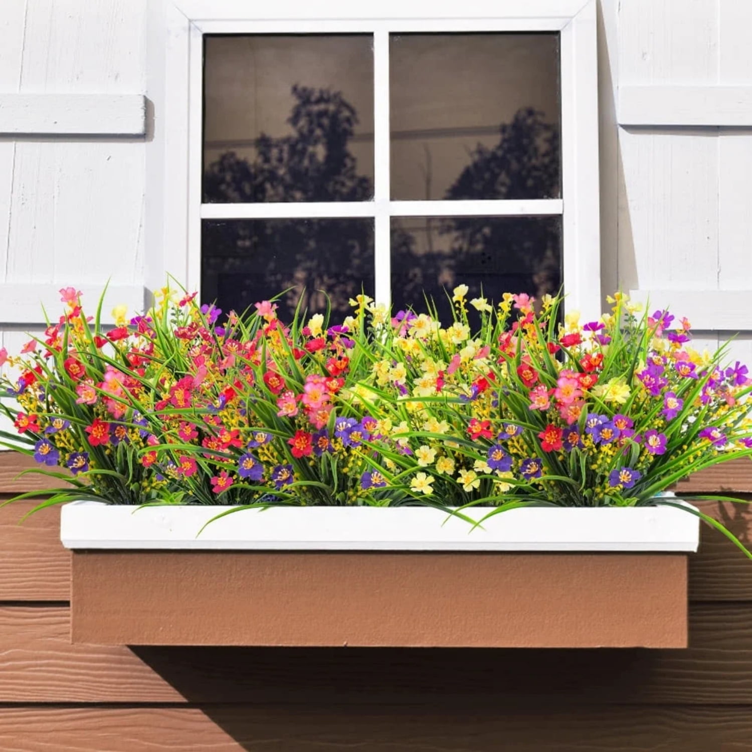 20 Bundles Artificial Flowers , Plastic UV Resistant Faux Plants for Indoor Outdoor Home Decor, Spring Summer Garden Porch Decoration (Multicolor)