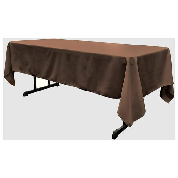 Rectangular Polyester Poplin Fabric Reusable Party Tablecloth (Brown, 60" Wide x 72" Long)