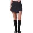 thumbnail image 1 of Pantalones cortos de mezclilla para mujer INSPIRE CHIC, cargo, con envoltura falsa, de cintura alta, mini shorts, XL, negros, 1 of 6