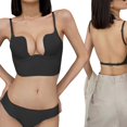 thumbnail image 5 of Women Solid Low Back Bras Underwired U Shape Backless Bras Multiple Convertible Straps Underwire Bra Suit Black L, 5 of 6