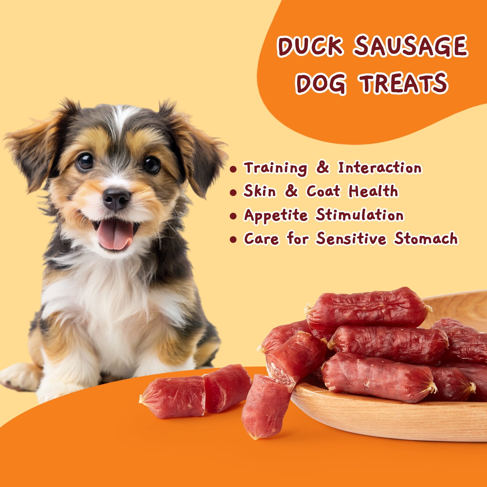 (5 pack) Jungle Calling Duck Sausage Dog Treats, Single Ingredient Duck Jerky for Small & Medium Dogs, 10.6 oz