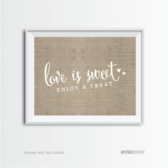 Love Is Sweet, Enjoy A Treat Burlap Wedding Party Signs