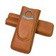 thumbnail image 1 of Estuche para cigarros de cuero marrón, humidificador de cigarros forrado de madera de cedro, cortador de cigarros inoxidable plateado de 18x7CM, 1 of 5