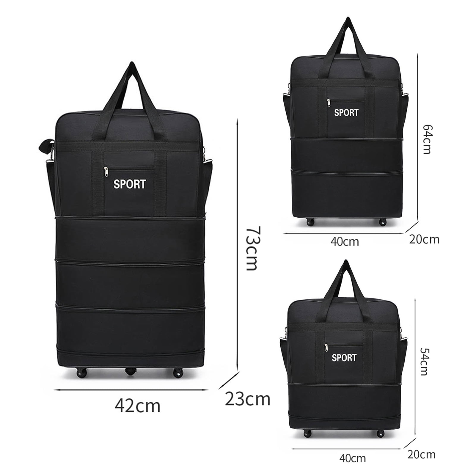sunsanly Travel Luggage Bag with Multiple Compartments Large Capacity Waterproof Tear-Resistant Versatile Expandable Duffel Storage Bag with Wheels