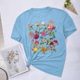 thumbnail image 2 of Blusas de Verano de las Mujeres Flor Impresa Cuello Redondo Manga Corta Superior, Verano Superior de las Mujeres, 2 of 4