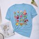 thumbnail image 1 of Fiudx Ofertas Del Día Blusas con Estampado de Flores para Mujer Top de Manga Corta con Cuello Redondo, 1 of 4