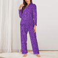 thumbnail image 3 of Bingfone Womens Pajama Sets Glitter Purple Print,Long Sleeve Loungewear Pajamas Set-Small, 3 of 9
