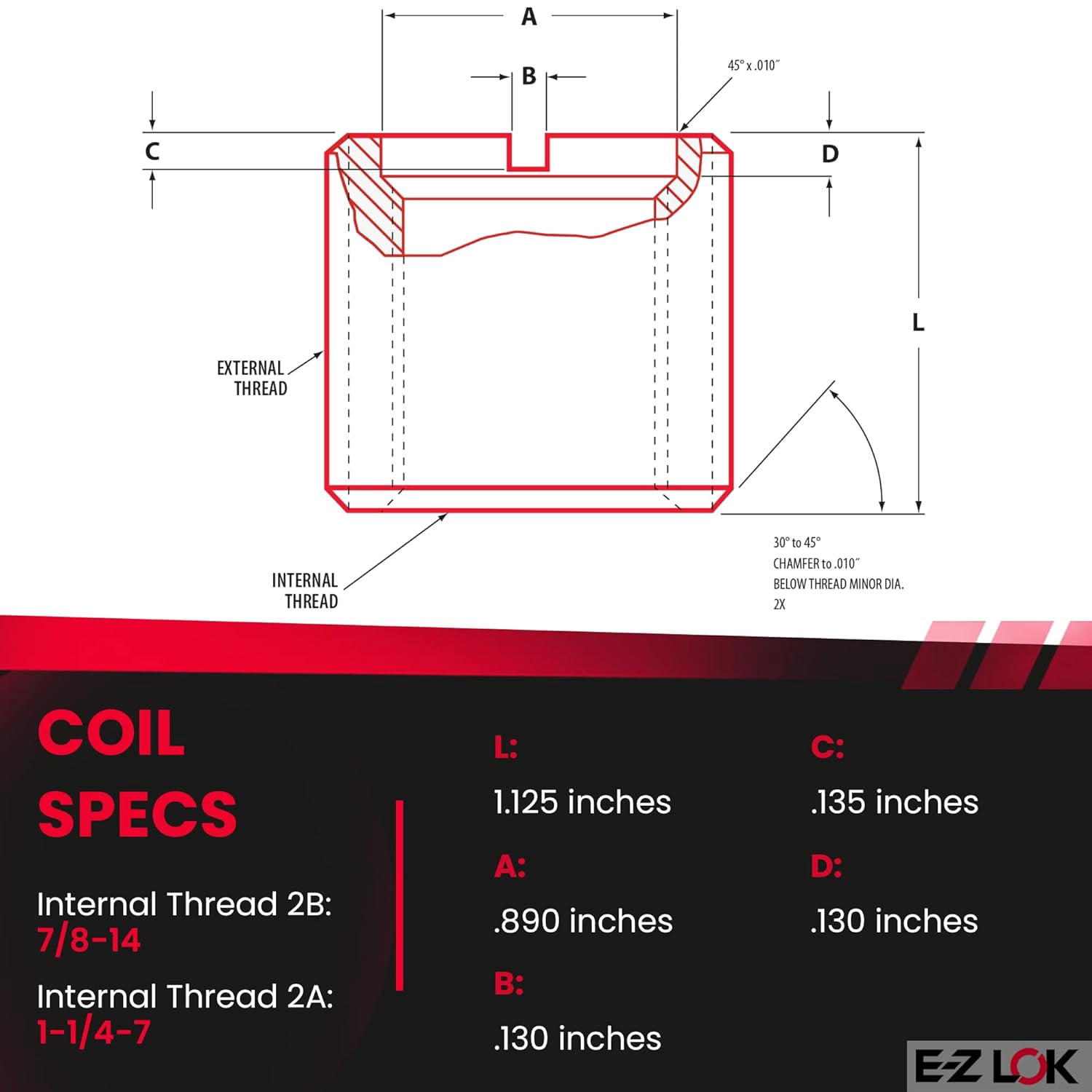 Heavy Wall Self Locking Thread Insert, 7/8"-14 Int Thrd Sz, Carbon Steel, 5 PK 329-1414-PK5