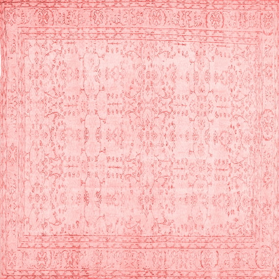 Ahgly Company Indoor Square Abstract Red Contemporary Area Rugs, 7' Square