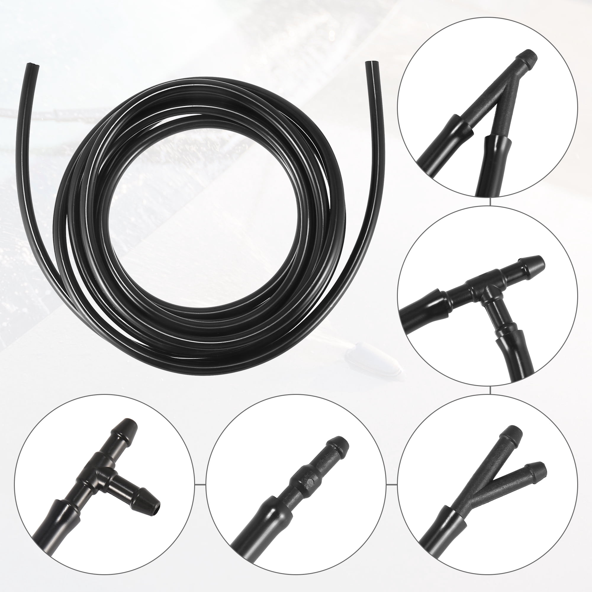 Tuyau Lave-glace Voiture 5m + Connecteurs - Kit Réparation Universel Pour Système Lavage Pare-brise