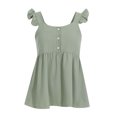 thumbnail image 6 of safuny Women's Babydoll Tank Tops Tunic Clearance Solid Sleeveless Summer Beach Clothing Square Neck Elegant Ruffle Pleated Trendy Camisole Holiday Green L, 6 of 9