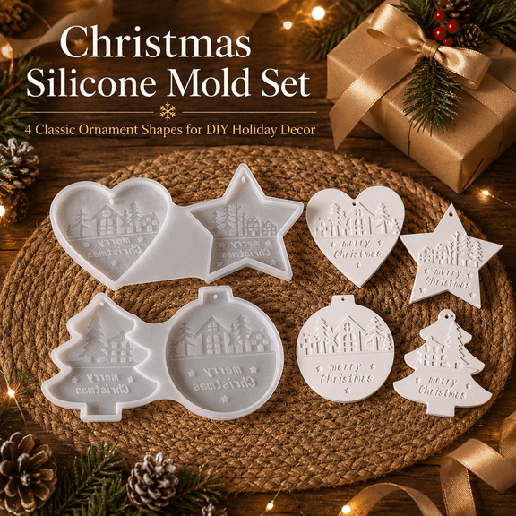 Silicone Christmas Casting Molds - Making Kit Holiday Baking Chocolate Candy Mold, DIY Craft Supplies for Xmas Tree Decorations