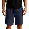 thumbnail image 3 of TKKCS Mens Waffle Knit Casual Shorts- Breathable Loose Fit Elastic Wasit Drawstring Split Hem Summer Daily Wear Lounge Shorts Navy Size L, 3 of 7