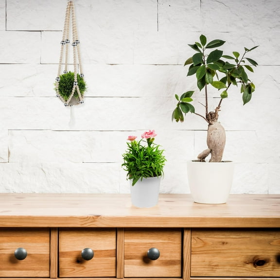 ULTNICE Hanging Flowerpot Stand Macrame Plant Hanger Black Wood Space-saving Indoor Use 1Pcs