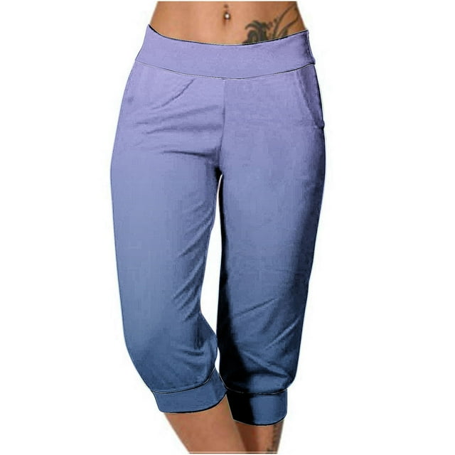 Yuyuzo Womens Capri Pants High Waisted Drawstring Sweatpants Running Gym Cropped Trousers with Pockets