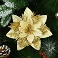 thumbnail image 3 of 5/10 piezas de 14 cm de flores navideñas rosas con purpurina para decoración del árbol de Navidad, adornos de Feliz Año Nuevo, decoración navideña para el hogar, Navidad, 3 of 5