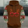 thumbnail image 3 of Mens Christmas Hoodie Funny Reindeer Print Pullover Plus Size Vintage Aztec Graphic Sweatshirt, 3 of 4