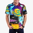 thumbnail image 2 of Lsque Geometry Dash Pattern Golf Shirts for Men Dry Fit Print Moisture Wicking Performance Short Sleeve Polo Shirt-X-Large, 2 of 7