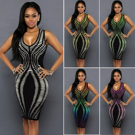 Sexy Women Dress Bandage Cocktail Sleeveless Bodycon Evening Party ...