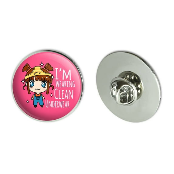 I'm Wearing Clean Underwear Kawaii Chibi Pigtails Metal 1.1" Tie Tack Hat Lapel Pin Pinback