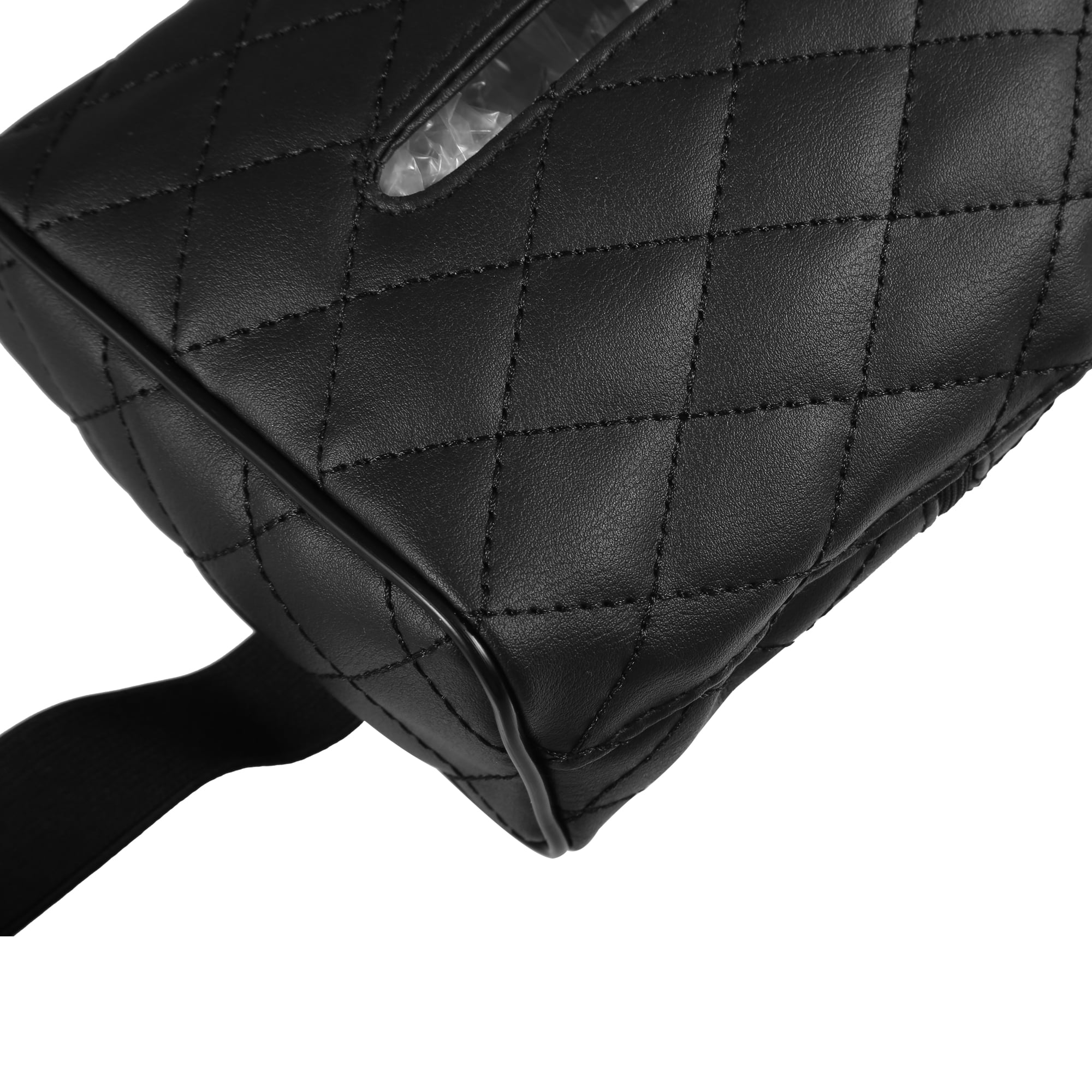 Unique Bargains Mask Visor Paper Box Holder PU Leather Organizer Black
