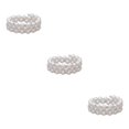 thumbnail image 1 of Thinsony Femmes Chic Perle Strass Stretch Bracelet Mariage Bal pour Mariée Blanc 3 Rangée 3Set, 1 of 6