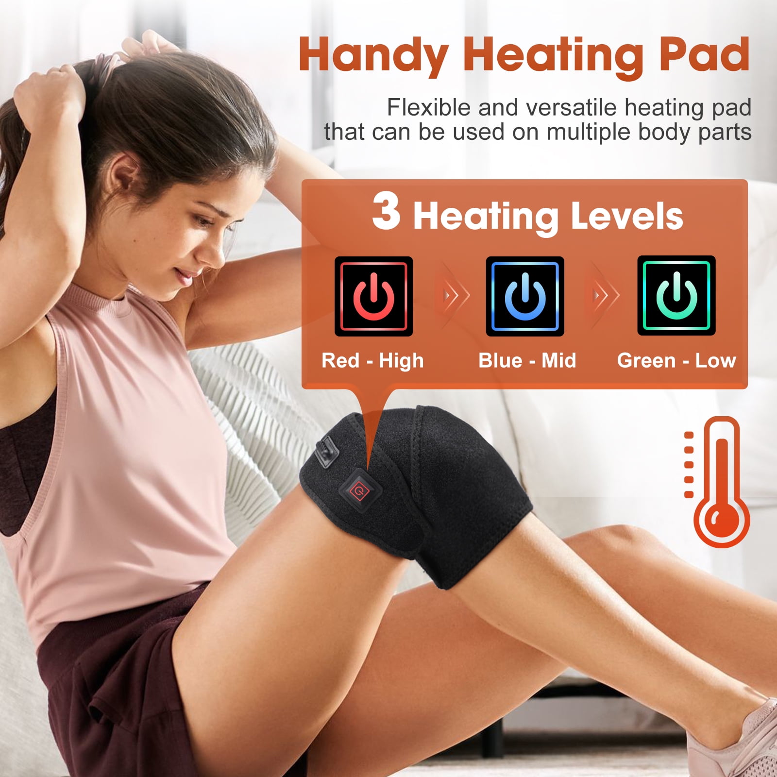 Heating Pad Wrap for Multiple Areas MULTI-USE WRAP Perfect for Elbow, Wrist and Forearm Body Strip Type Wrap Around Heating Pad 3 Heat Settings Black