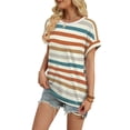 thumbnail image 4 of Ronuti Womens Tshirts Short Sleeve Fashion Shirts Summer Tops Fashion Womens Clothes Womens Striped Tshirt, 4 of 8