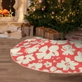 thumbnail image 4 of Salouo Beige Flowers Christmas Tree Skirt 36" Farmhouse Christmas Decorations Snowman Xmas Tree Skirt Tree Mat for Holiday Party Decor, 4 of 8
