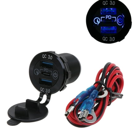 

Dual for QC 3.0 + Type-C Charger Socket with Dustproof Cap Fast Charging Port