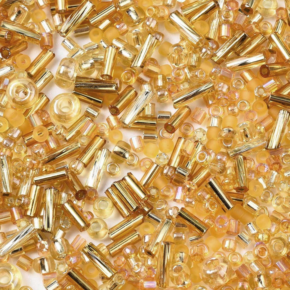 Glass Seed Beads Mixed Style Mixed Shapes Goldenrod 1~7x2~4mm Hole: 0.7~1mm about 450g/pound